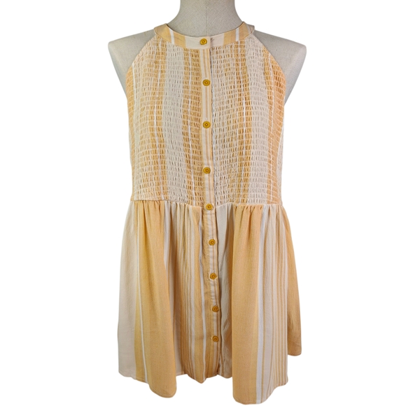 Torrid Yellow and Cream Sleeveless Button-Down Top - Picture 7 of 12